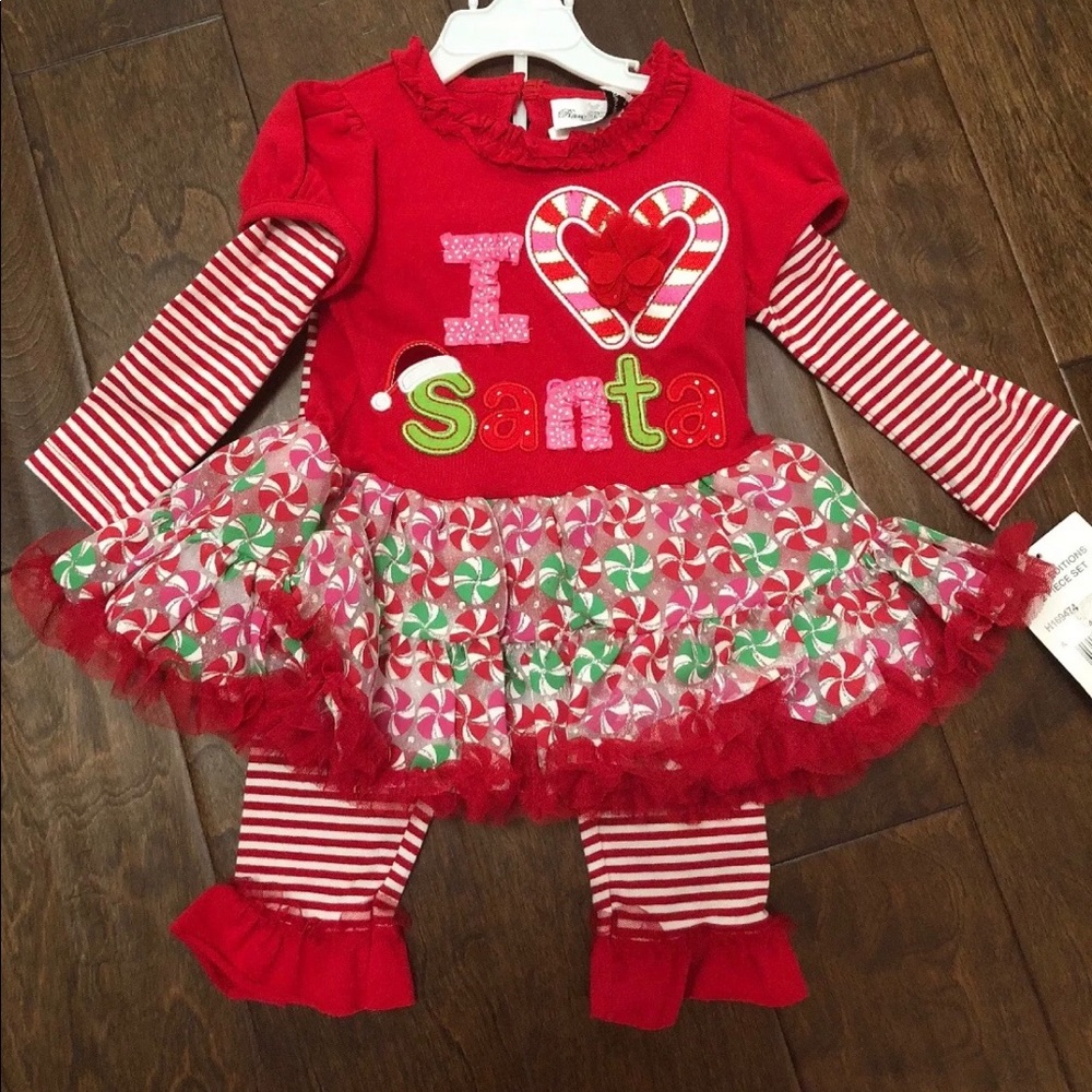🆕 2 Pc Rare Editions I love Santa Outfit 🎅🏻